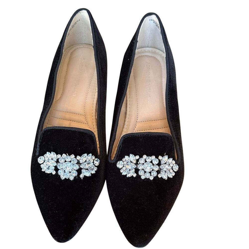 Adrienne Vittadini Palo Pointed Ballet Velvet Flats Rhinestone Accents